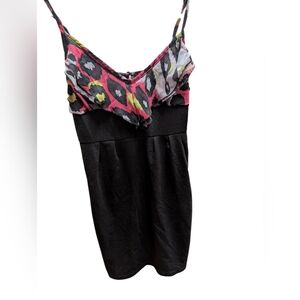 2/22$ Selected Item Stylish Black Dress with Colorful Patterned Top